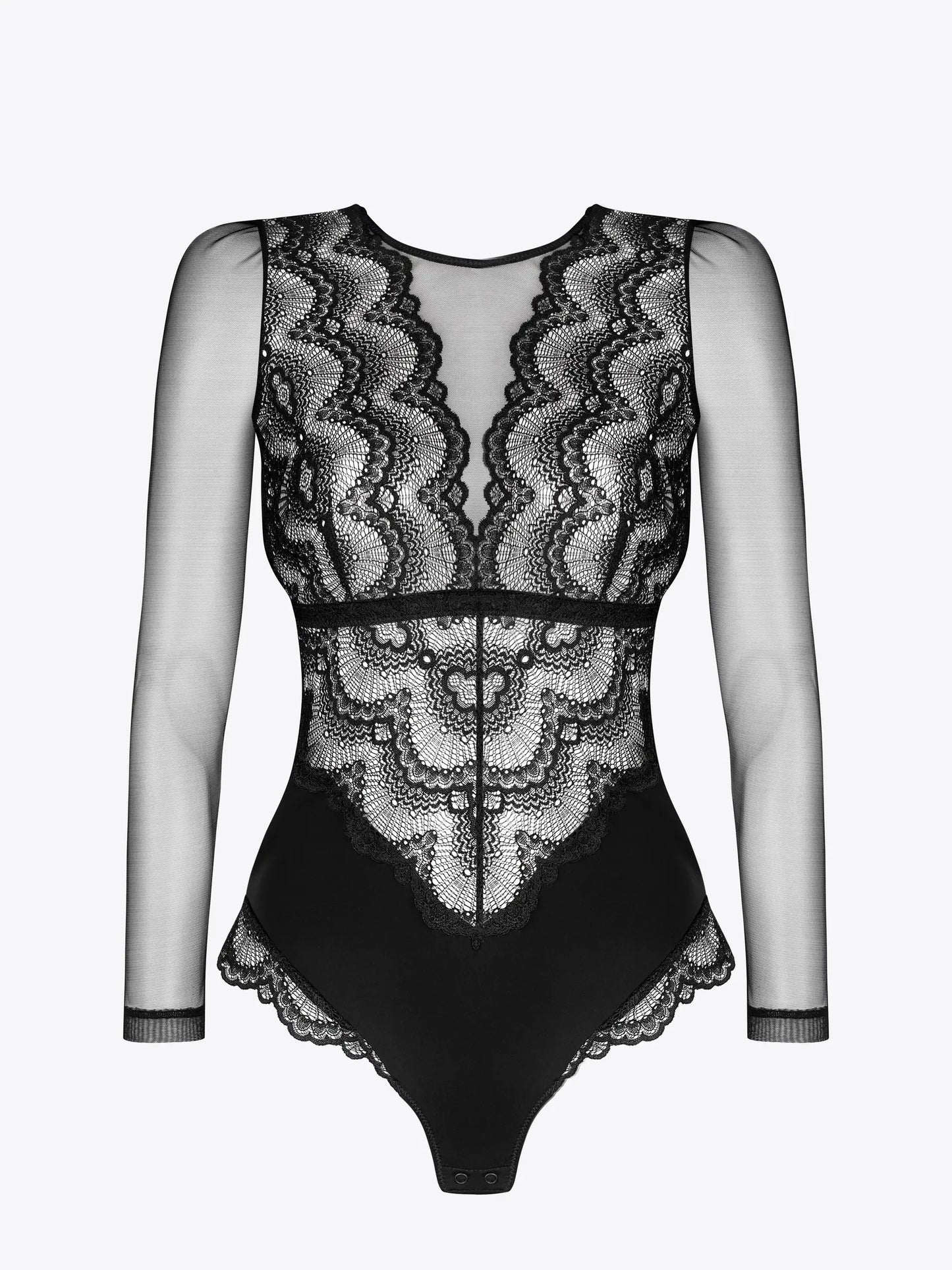Musta värvi pitsiline bodi