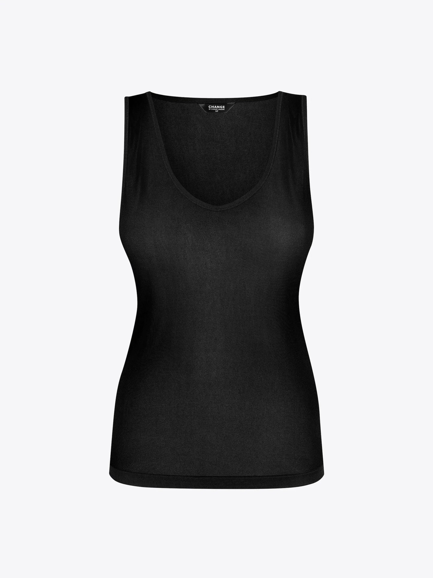 Musta värvi varrukateta siidist top