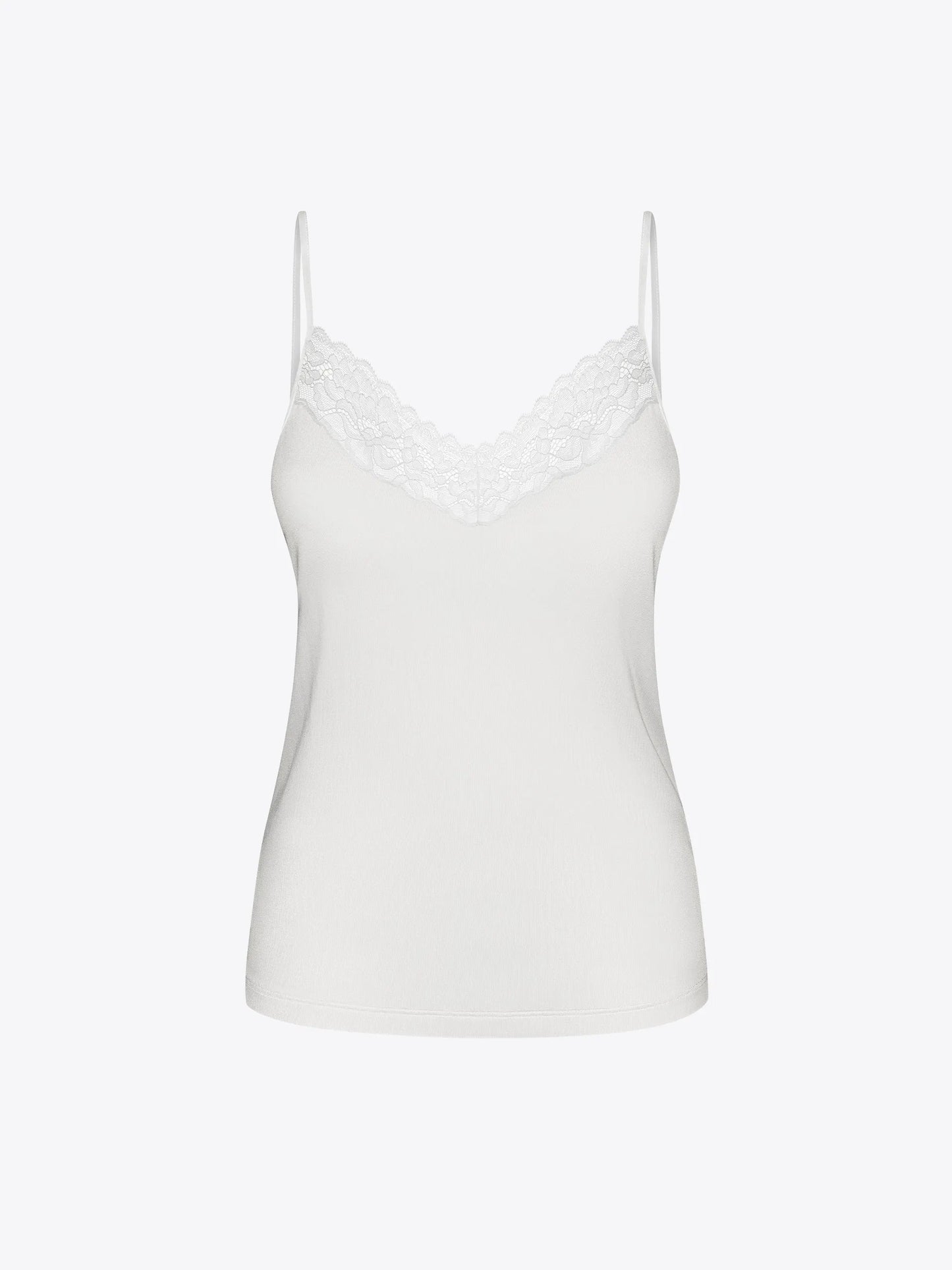 Valge pitsi äärega siidist top