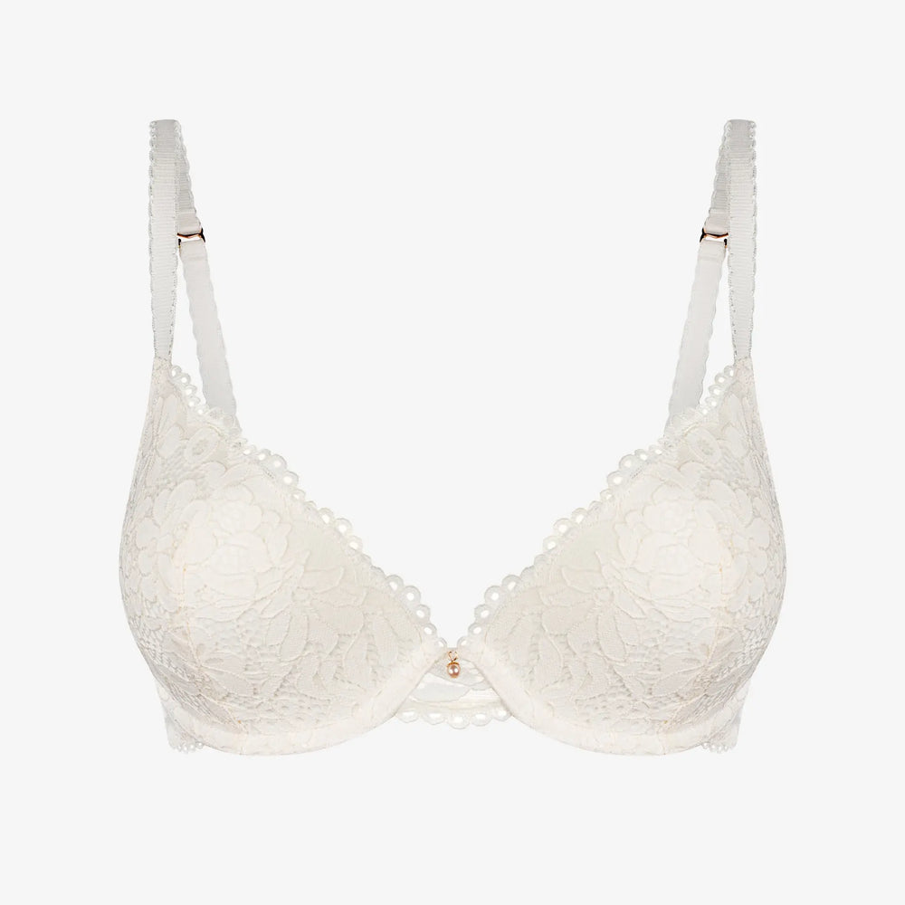Valge pitsiline push up rinnahoidja
