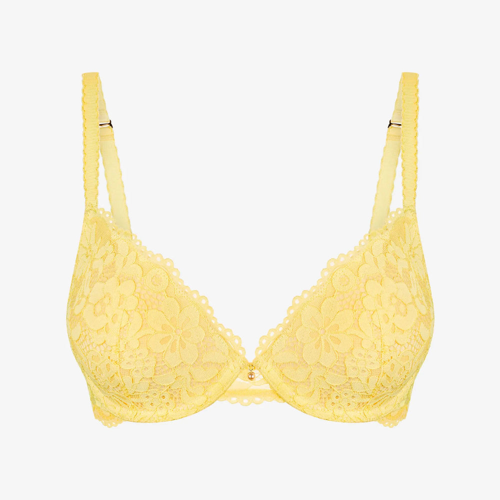 Kollane pitsiline push up rinnahoidja