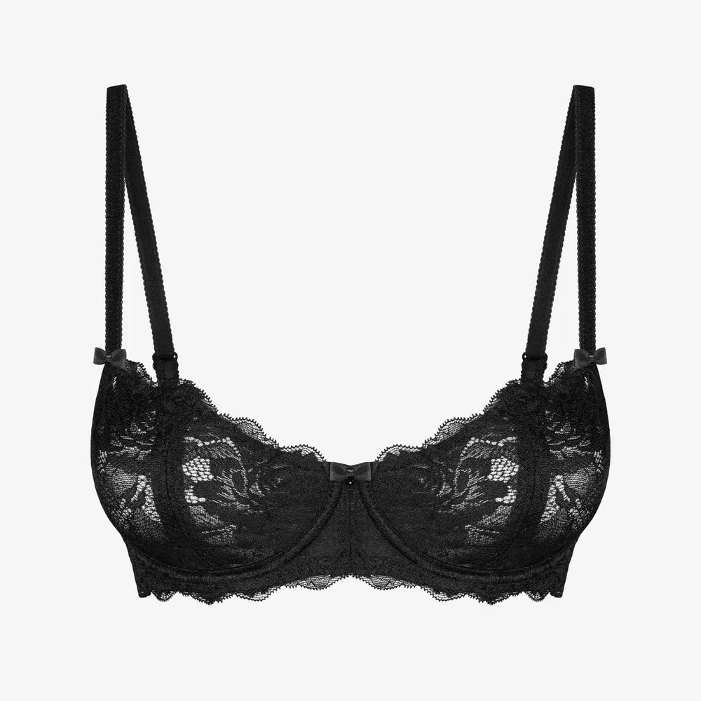 Musta värvi pitsiline Lissi balconette rinnahoidja